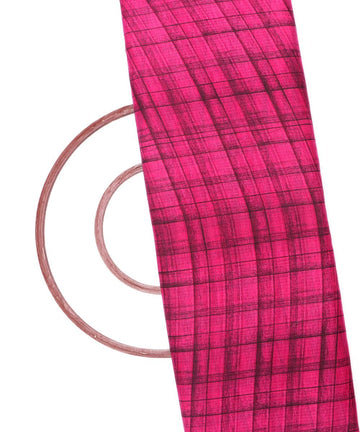 pink colour checks print kota doria fabric